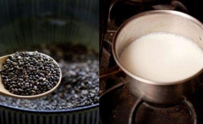 Ngâm hạt chia và nấu sữa tươi